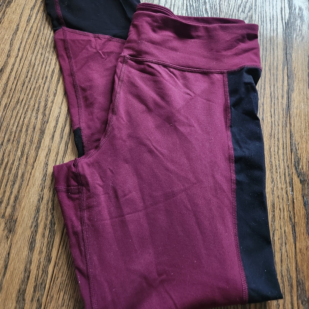 Full length burgundy leggings